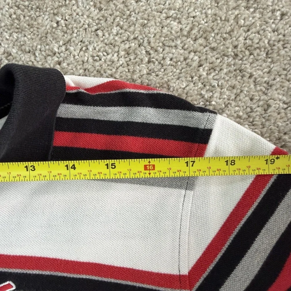 Y2K Southpole Polo Shirt Mens Large White Stripe Short Sleeve Cotton Blend
